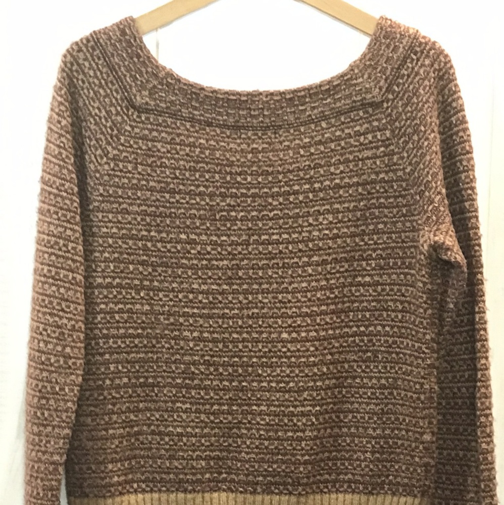 Nordstrom Hinge Maroon Tan Sweater Size M - Picture 5 of 7